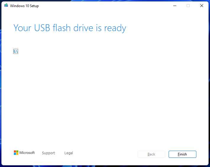 11. USB-флеш-драйвер Windows готов.