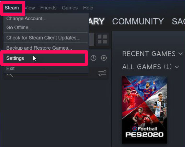 Настройки клиента Steam