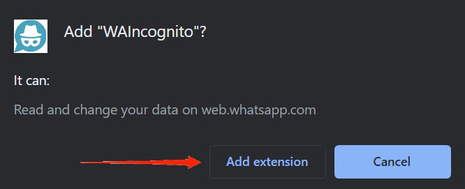 установить расширение WAIncognito