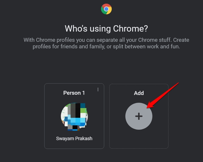 добавить новый профиль в Chrome