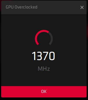 AMD разгонит определенную часть графического процессора и нажмите «ОК», чтобы завершить настройку.