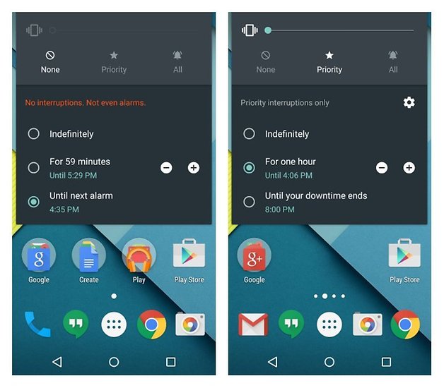 Бесшумный режим Android 5.1