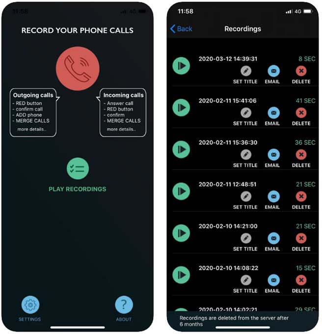 приложение callrec lite для iOS