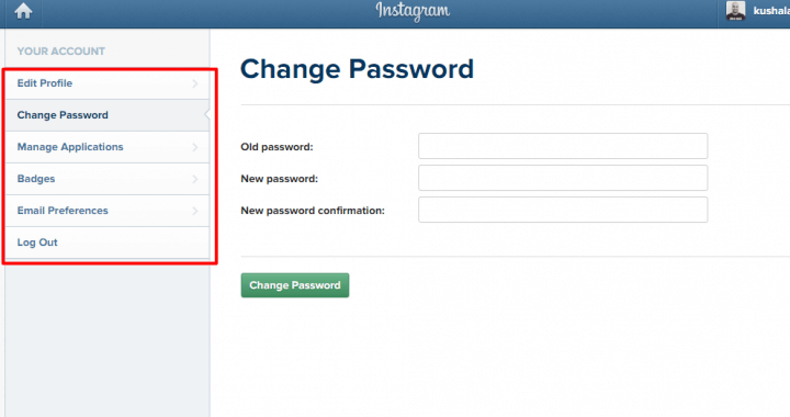 Изменить пароль Инстаграм