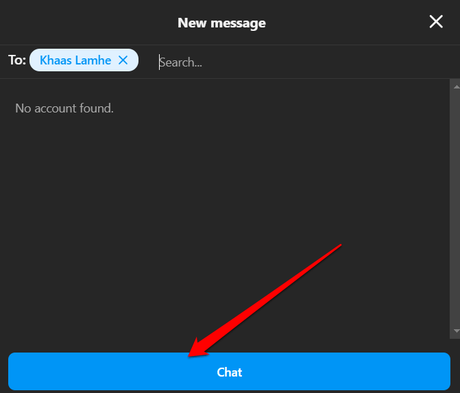 Нажмите на опцию «Чат», чтобы отправить сообщение этому личному аккаунту.
