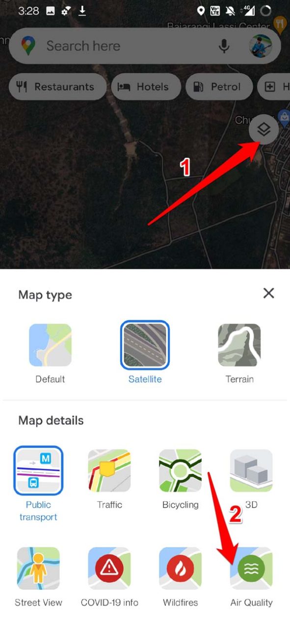 проверьте индекс качества воздуха с помощью Google Maps