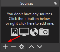Нажмите кнопку «+» в разделе «Источники».