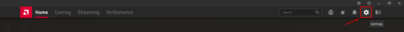 Нажмите на значок шестеренки, чтобы просмотреть «Настройки» на панели управления графикой AMD.