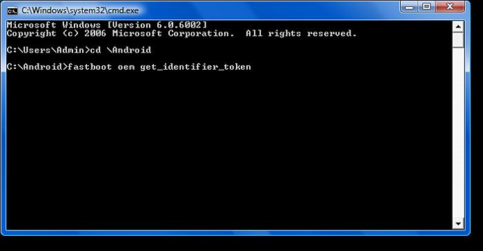 Командная строка — fastboot oem get_identifier_token