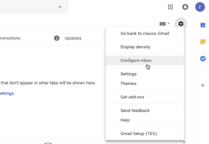 Настройте папку «Входящие» для включения и отключения категории в Gmail