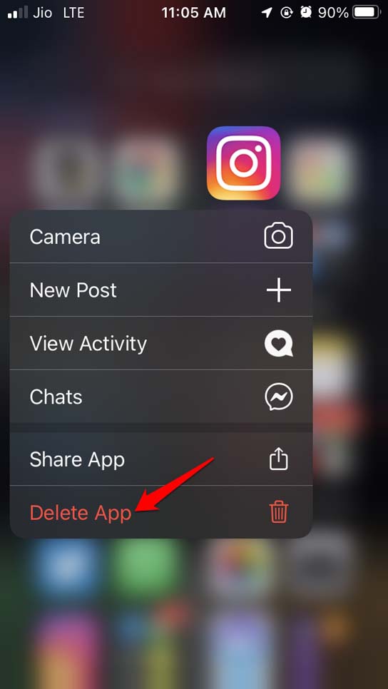 удалить приложение Инстаграм на iPhone