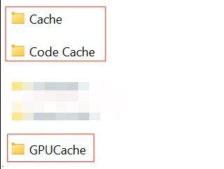 Удалите эти папки: Code Cache, Cache и GPU Cache.