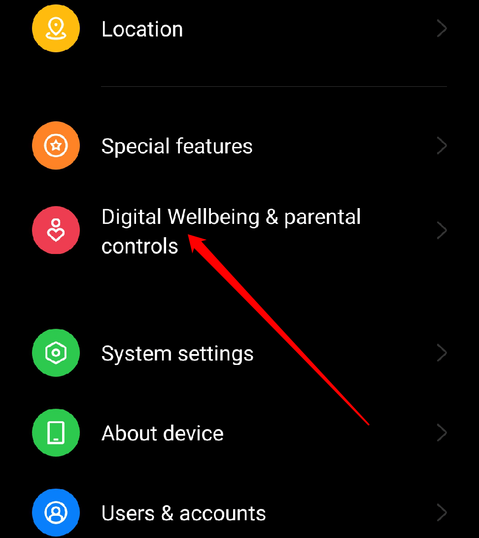 Нажмите «Цифровое благополучие и родительский контроль».