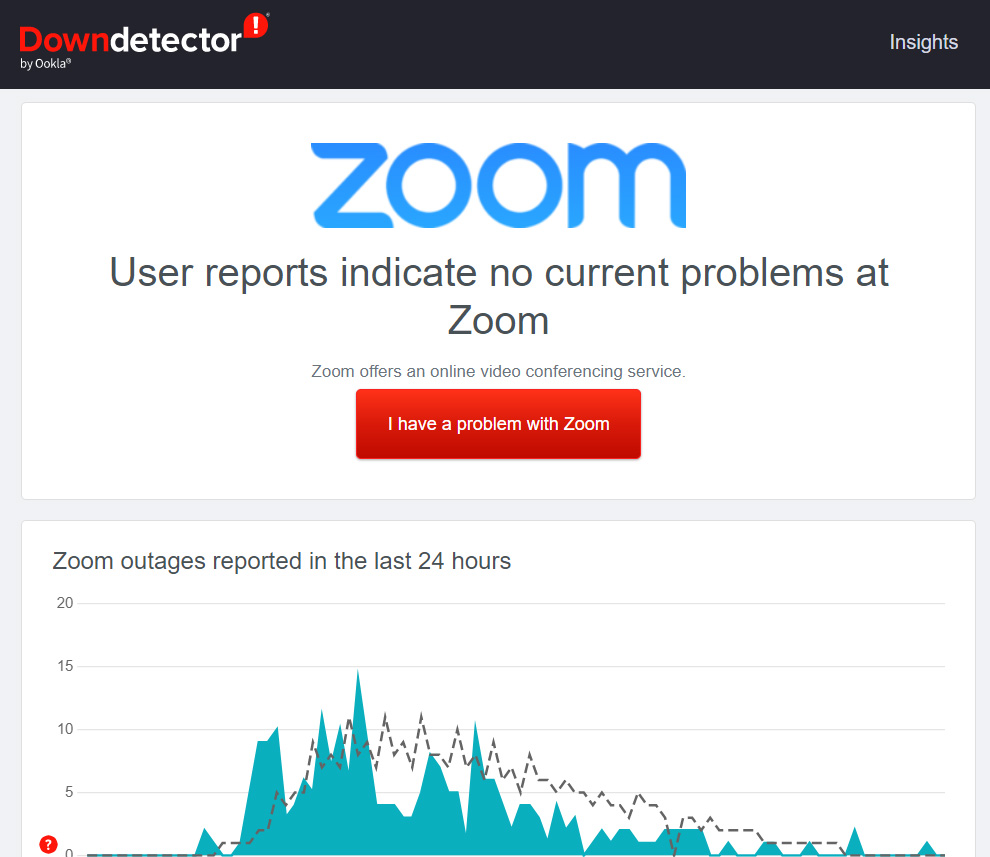 Убедитесь, что серверы Zoom работают