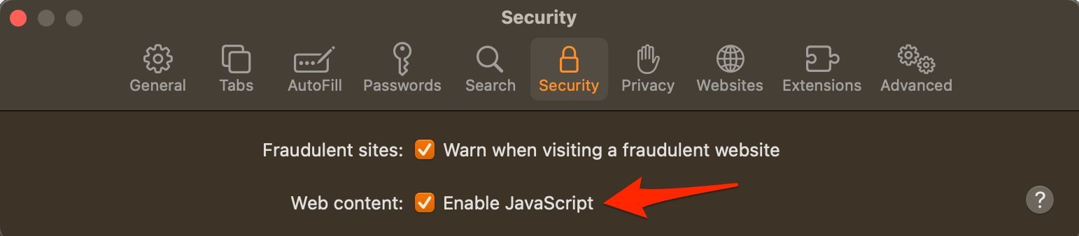 Включить JavaScript Safari Mac