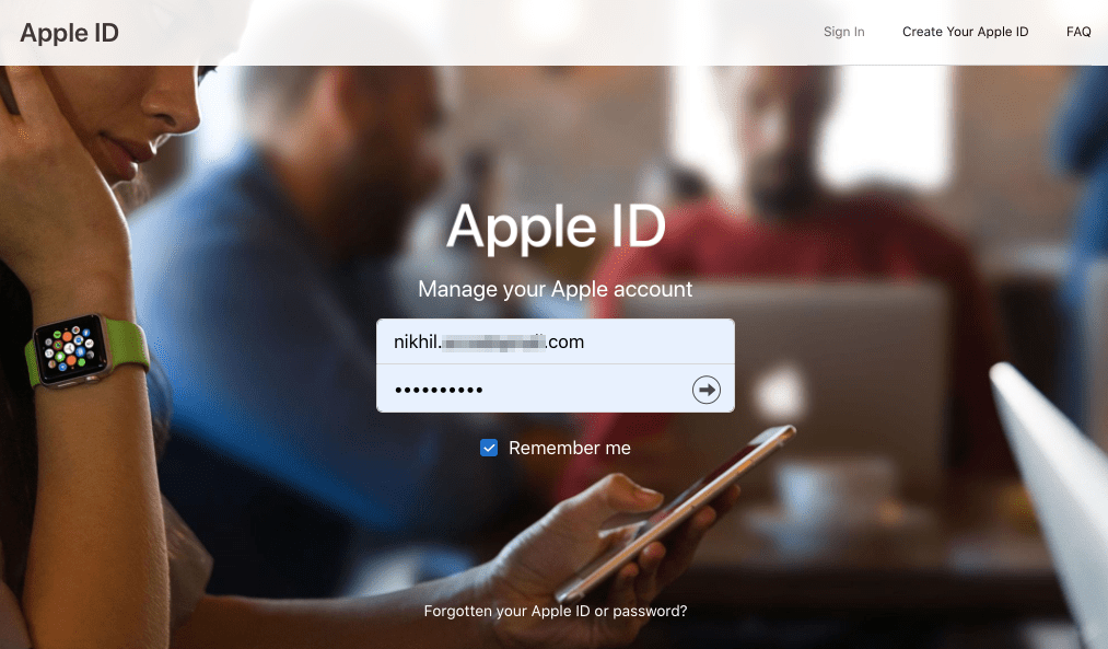 Введите Apple ID и пароль