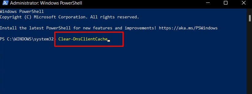 очистить кэш DNS в Windows 11 через PowerShell