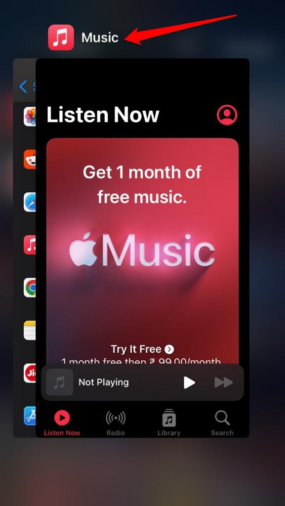 принудительно закрыть приложение Apple Music