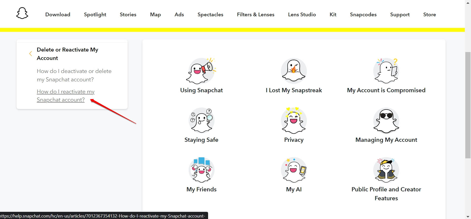 как мне повторно активировать свою учетную запись Snapchat