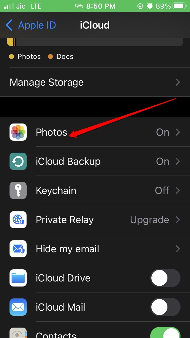 Настройки фотографий iCloud