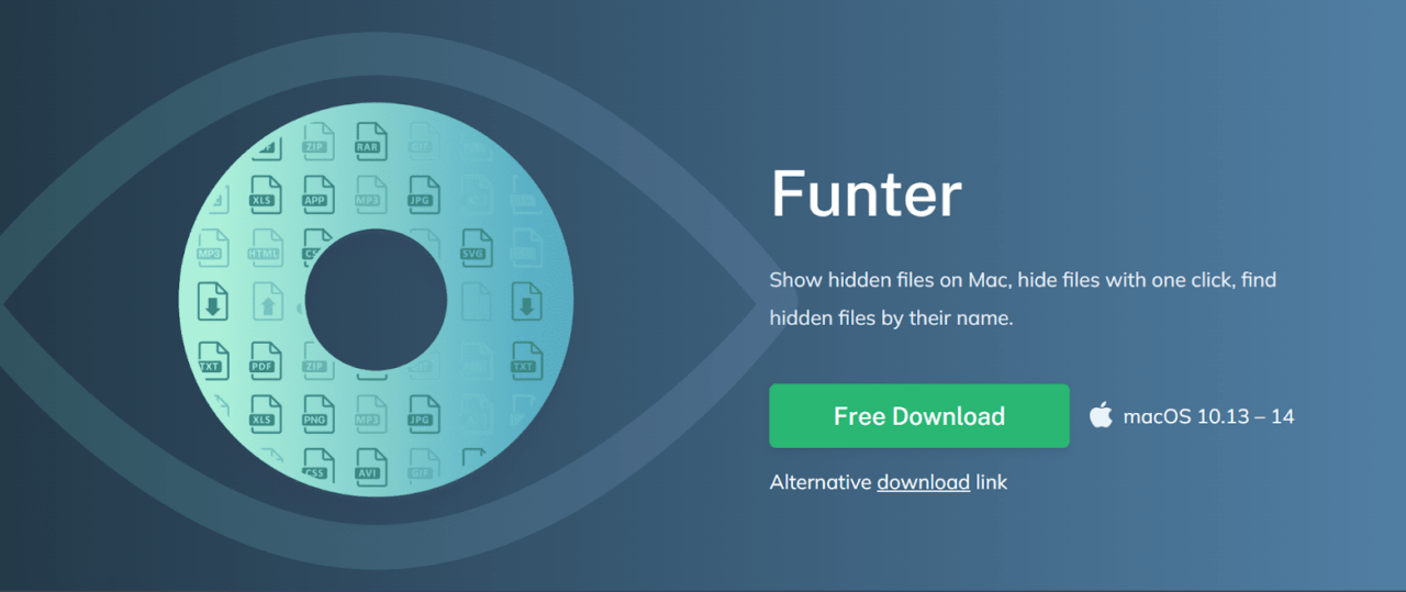 Funter, чтобы показать скрытые файлы