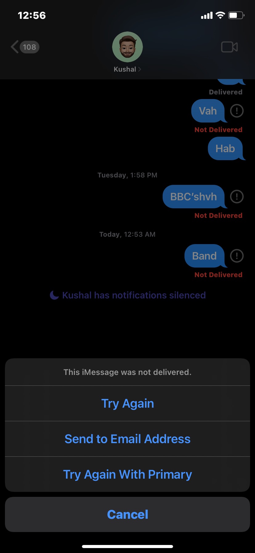 iMessage не доставлен iPhone