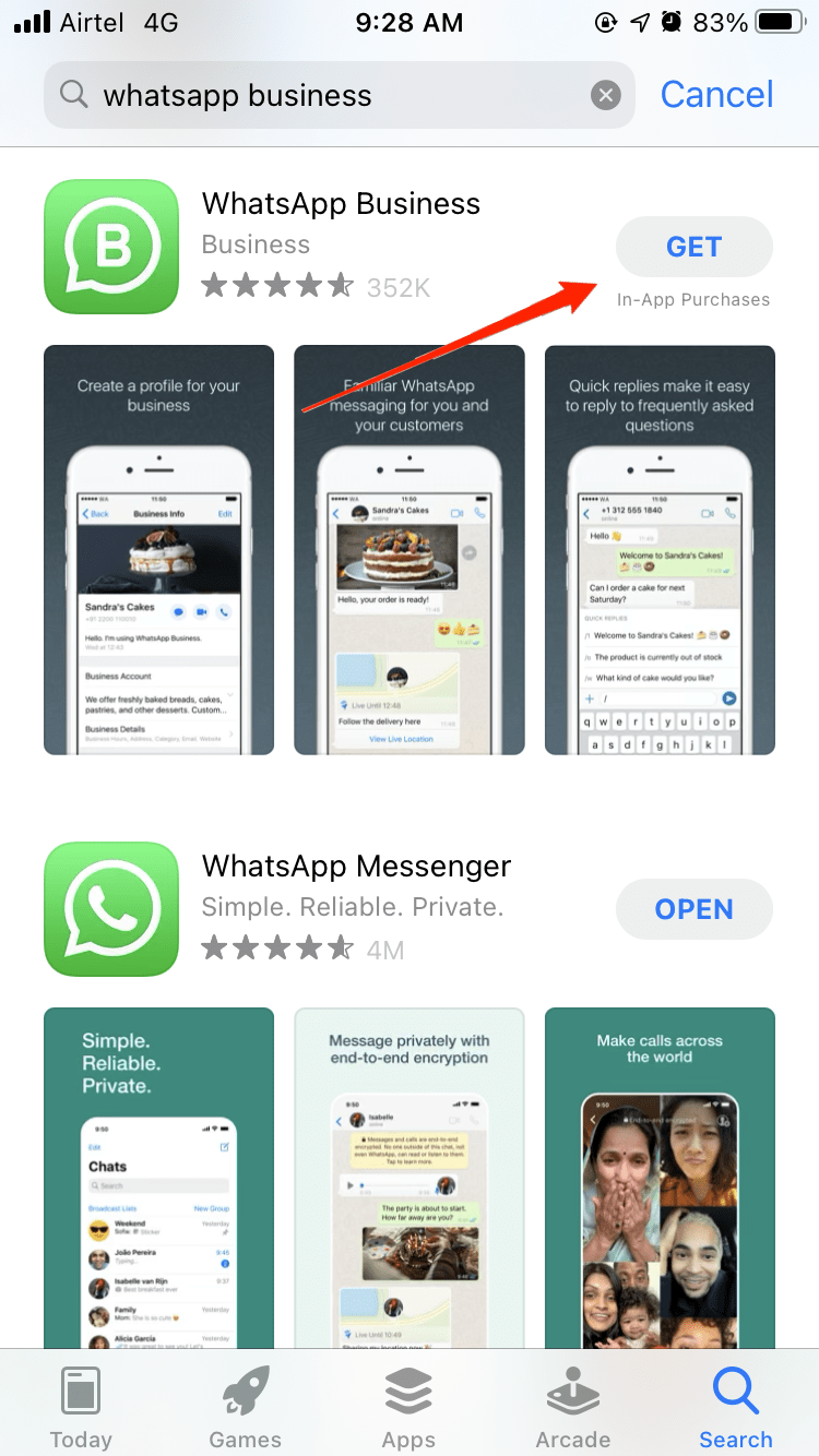 WhatsApp для бизнеса на iPhone 14