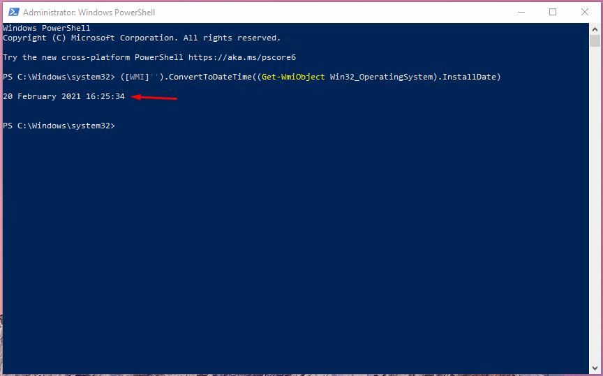 дата установки powershell