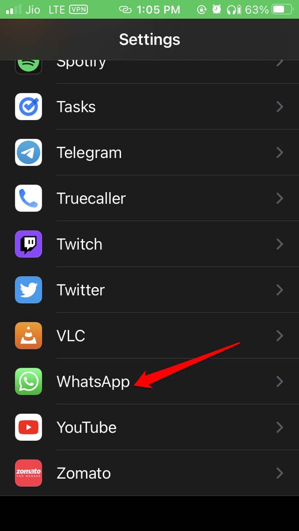 Настройки WhatsApp для iOS