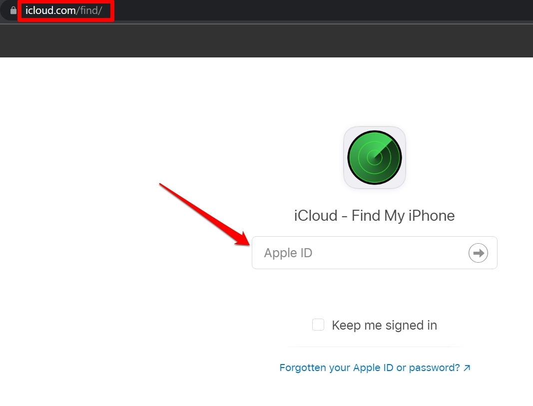 войти в iCloud Найти мой