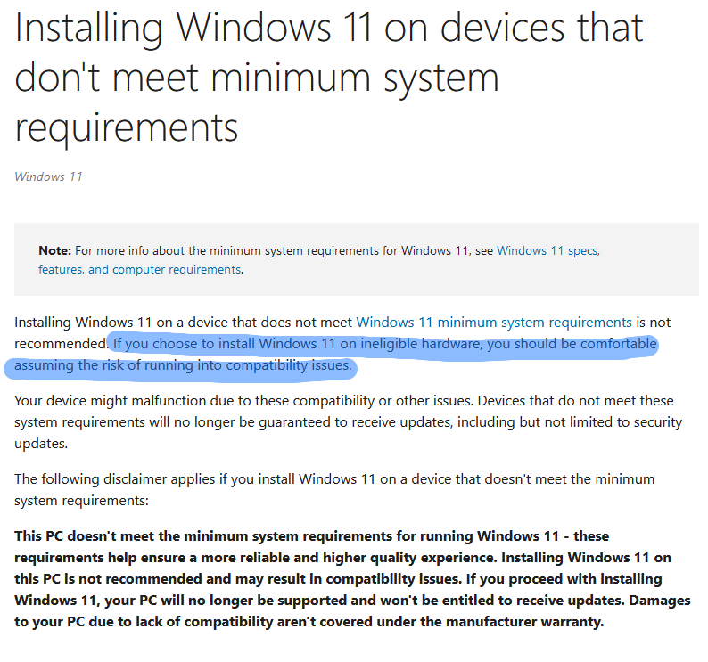 Microsoft на неподдерживаемом оборудовании Windows 11