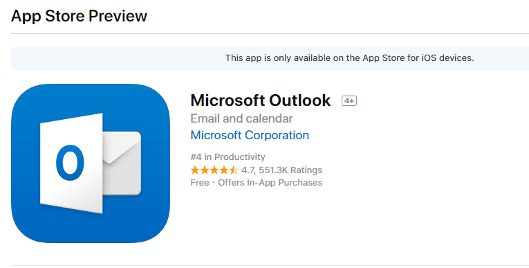 Приложение Microsoft Outlook для iOS