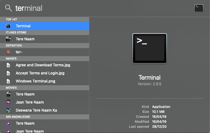 Открыть терминал на Mac