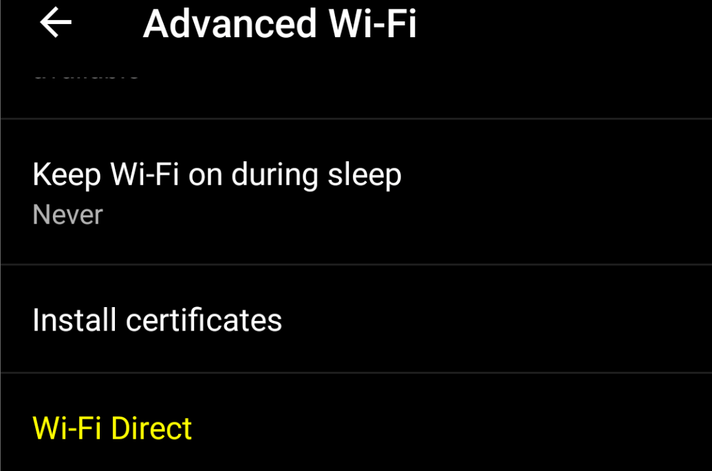 Открыть Wi-Fi Direct