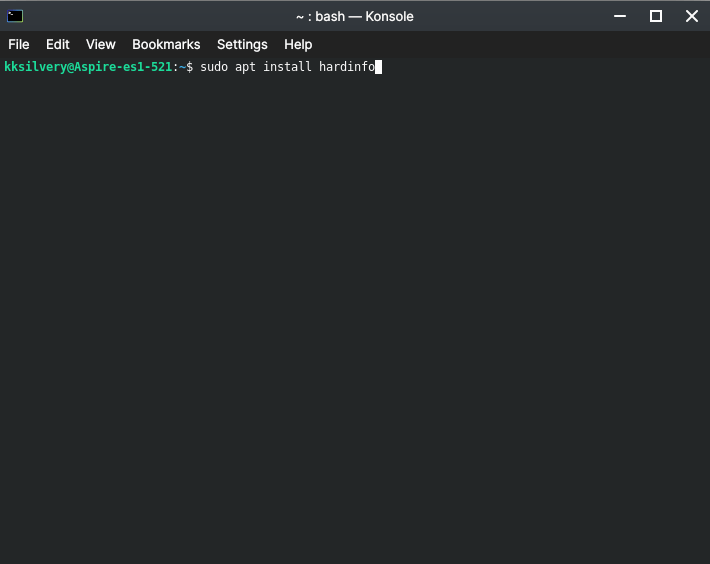 Откройте «Терминал»_and_type _«sudo_apt_install_hardinfo»_ и_then_press_enter _