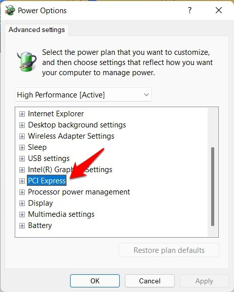 PCI Express Windows 11