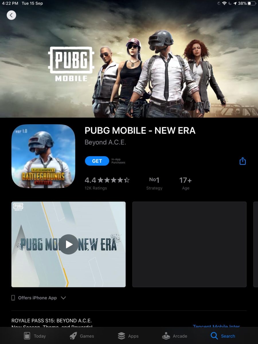 PUBG Mobile в магазине приложений для iPad в Индии