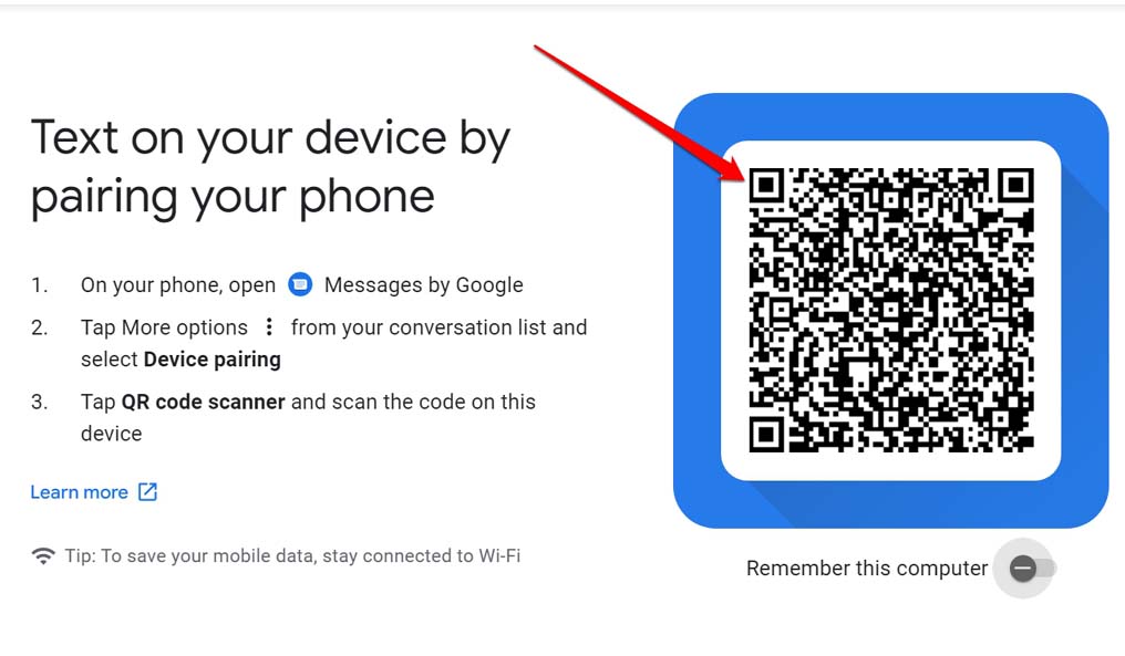 QR-код Сообщения Google для Интернета