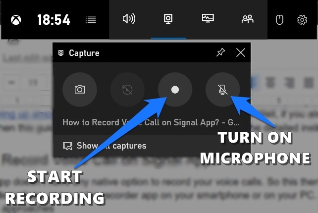 Запись звонка в приложении Signal