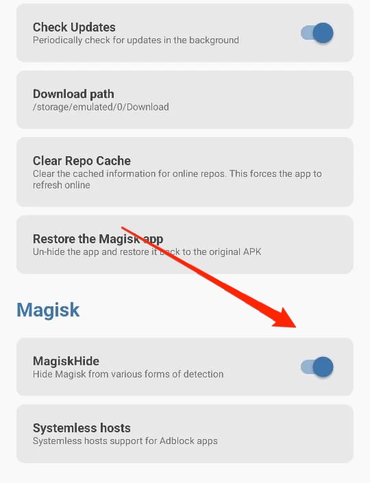 Скрыть приложение Magisk
