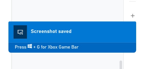 уведомление о сохранении скриншота, игровая панель Xbox