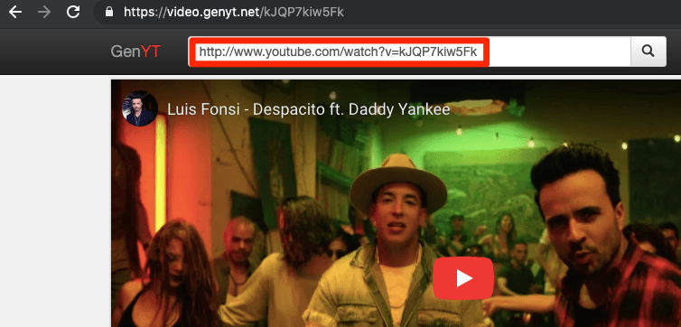 Найдите ссылку на видео YouTube в GenYT
