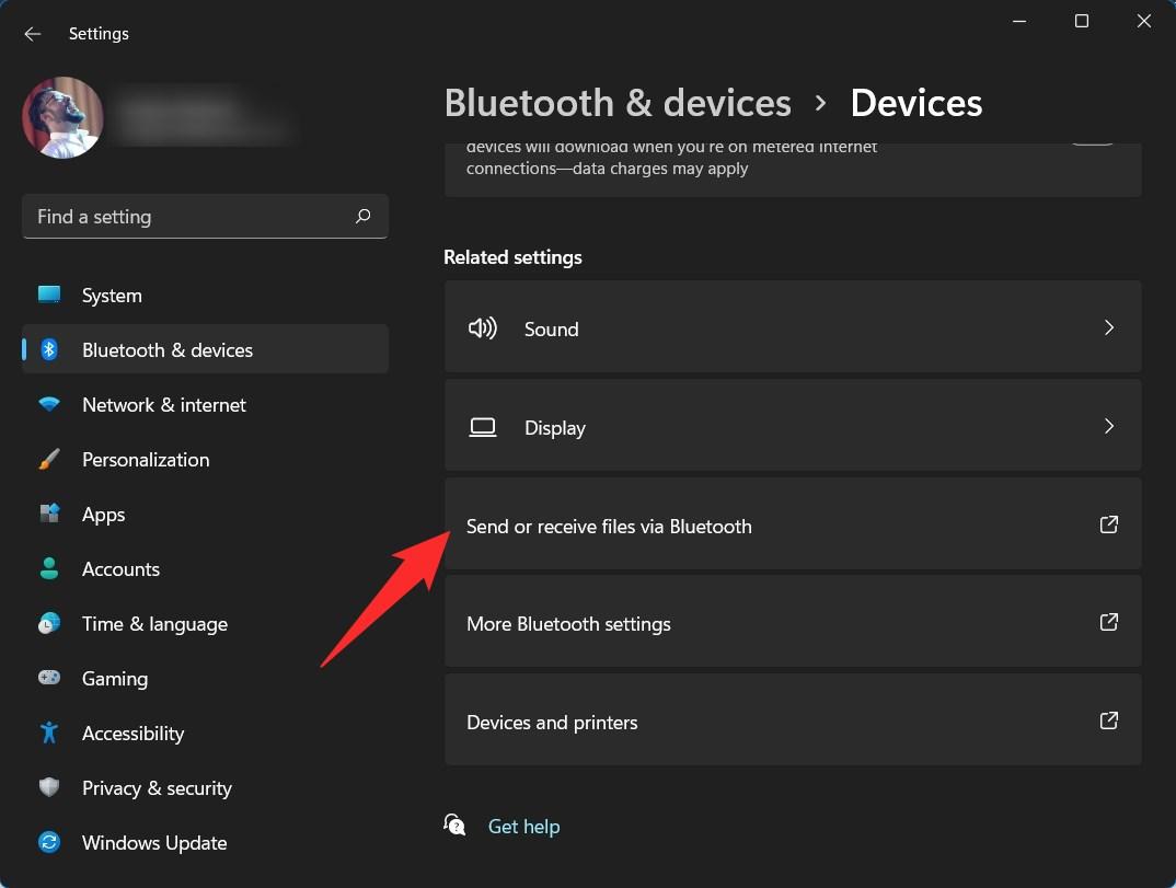 Отправка или получение файлов через Bluetooth