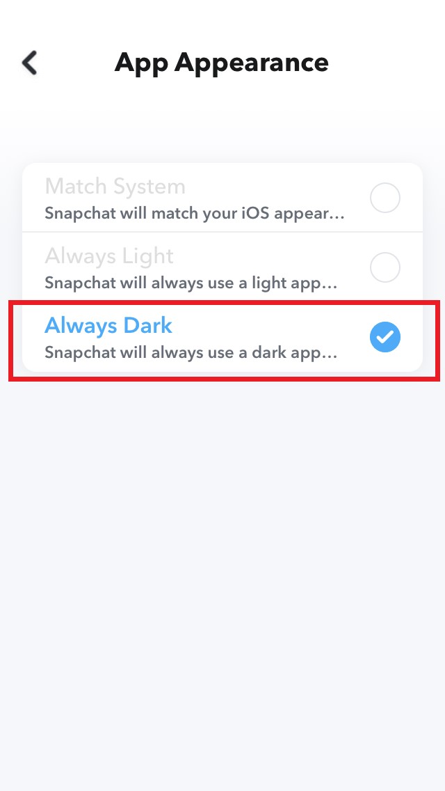 установить темный режим в Snapchat для iPhone