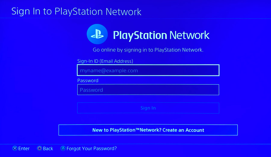 войдите в сеть PSN