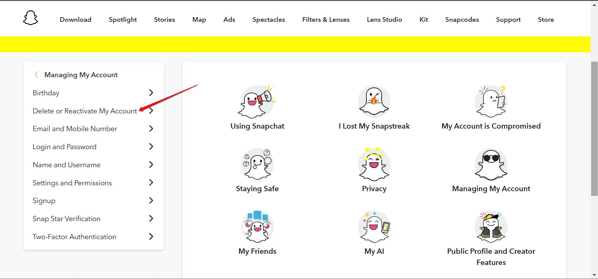 Snapchat удалить или повторно активировать мою учетную запись