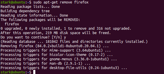 $ sudo apt-get удалить Firefox