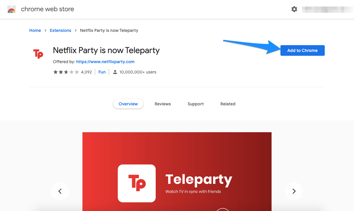 Расширение Teleparty для Chrome