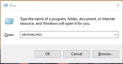 Введите «services.msc» и нажмите «ОК».