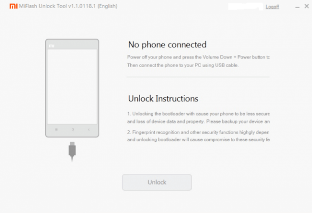 Разблокируйте устройство с помощью Mi Tool
